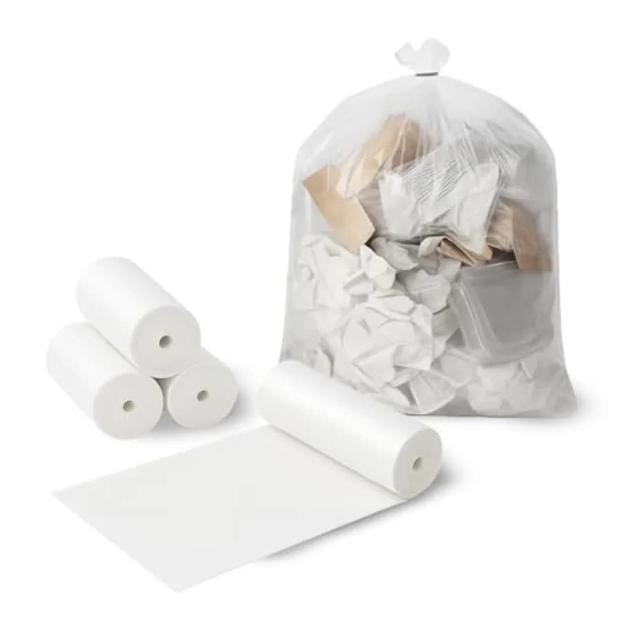 4 Gallon Clear Trash Bags, 200 Count 18" x 17" Small Wastebasket Liners for Bathroom, Bedroom and Office 6 Micron Unscented Pla