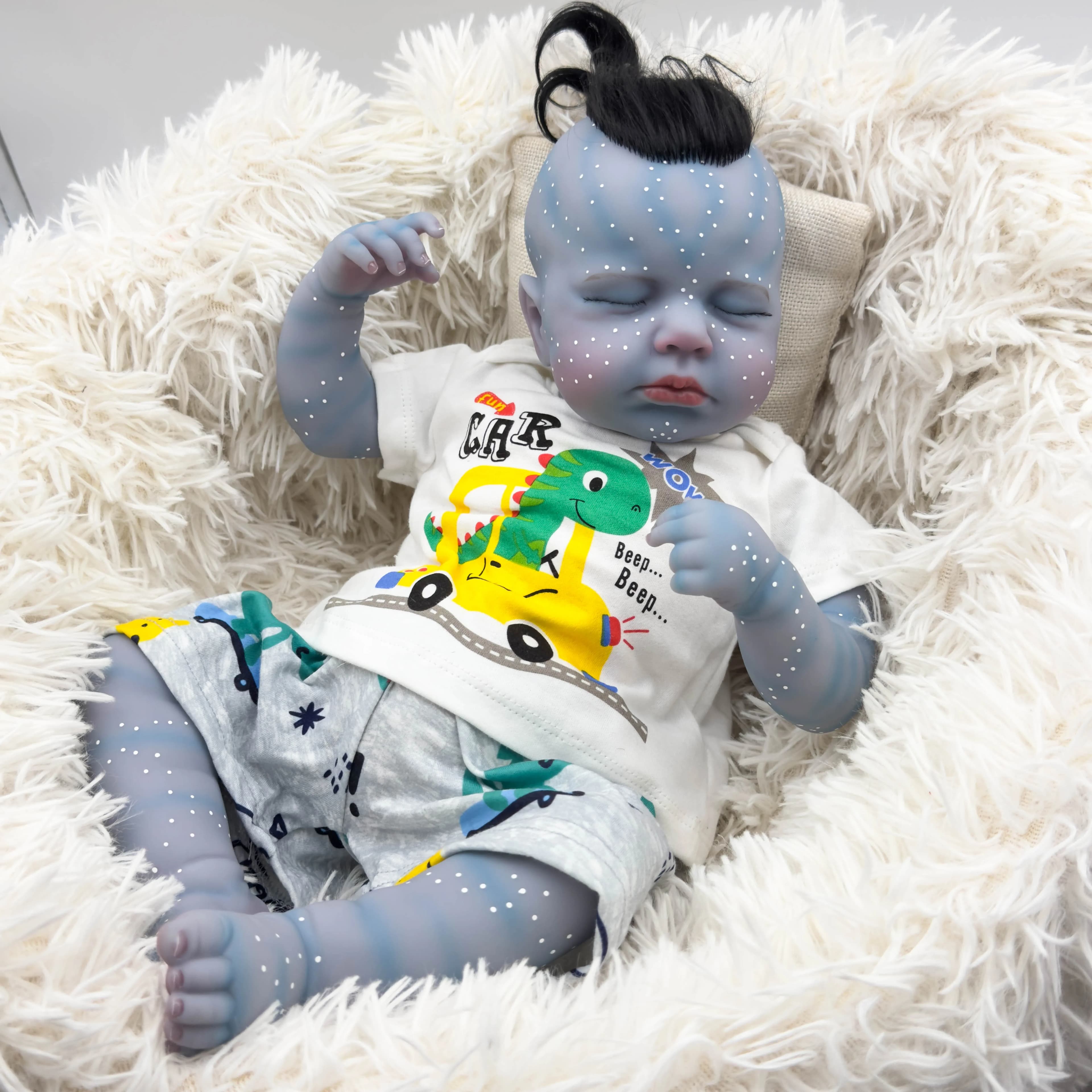 NPK 19 pollici Avatar Loulou Realistica Reborn Baby Doll Da Collezione Art Doll Morbido Silicone Bebe Doll Dettagliato Pittura Giocattoli