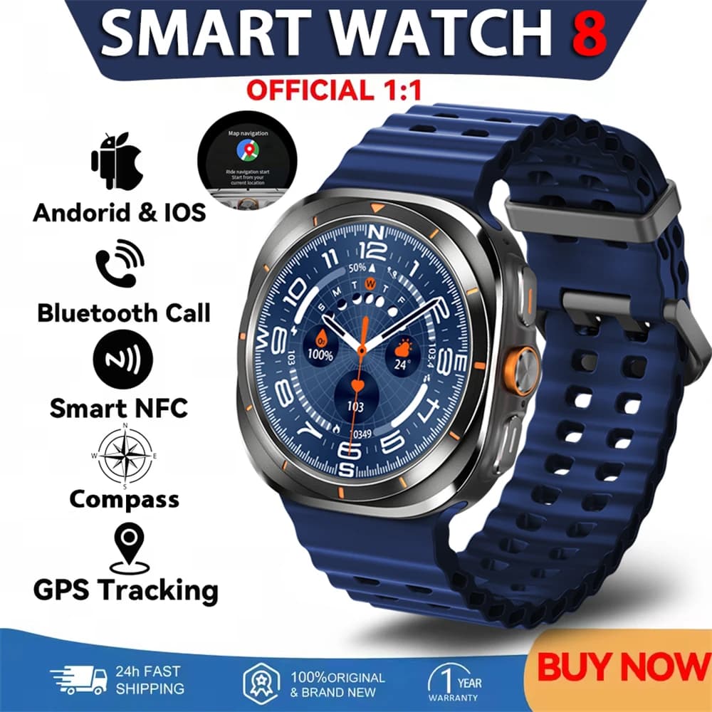 Smart Watch 8 Ultra 2025 Corrispondenza colori Bussola GPS Smart Watch Chiamata BT NFC IP68 Impermeabile 4 GB Monitoraggio sanitario Riduzione 100%