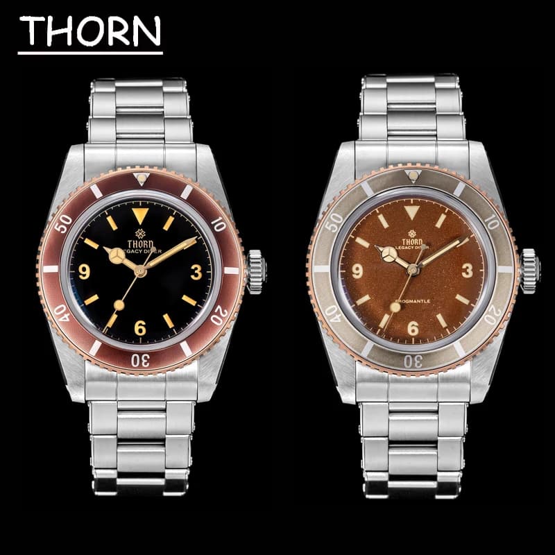Orologio Subacqueo Thorn T028 in Bronzo, Movimento Automatico PT5000, Ghiera in Alluminio, Vetro Zaffiro, 37mm, Orologio da Polso da Uomo