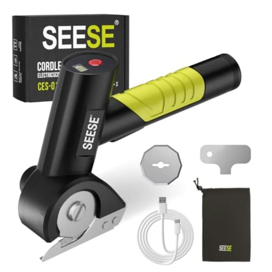 Rechargeable Cordless Electric Scissors: Electric Cardboard Box Cutter with 2 Safety Blades and Storage Pouch - Cuts Cardboard