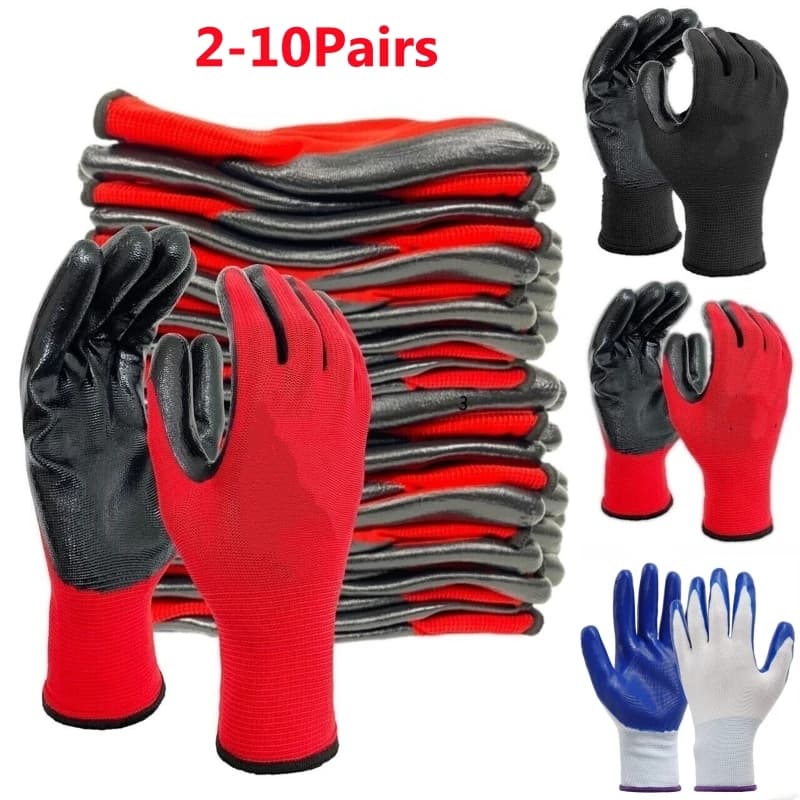Guanti da Lavoro di Sicurezza Rivestiti in Nitrile, Antiscivolo, Resistenti, Leggeri, Unisex, per Casa, Giardino, Fattoria, Magazzino