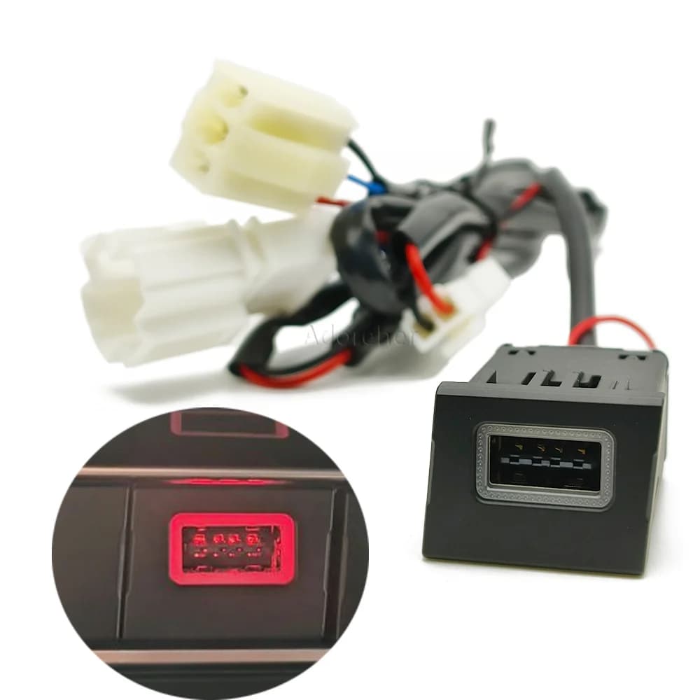 Vehicle Retrofit Single Port USB Charger Red Night Light Dashboard Charging Socket Compatible For Multivan T6 Car Accessories