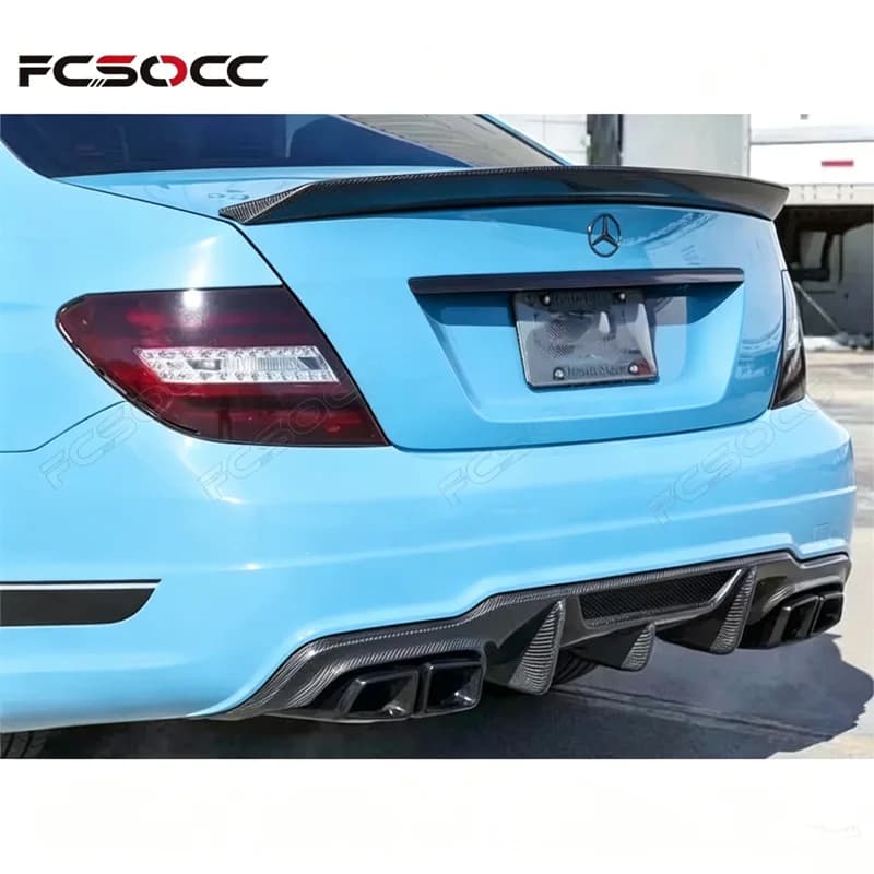 2015-2021 Carbon Fiber Rear Deck Spoiler Boot Wing for Benz W205 C Class C43 C63 AMG, Rear Lower Lip Splitter Diffuser