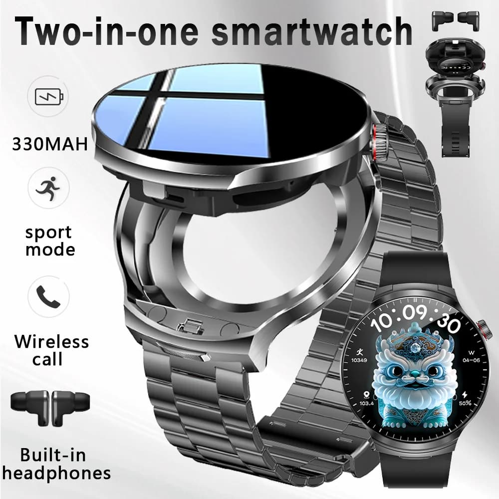 Nuovo orologio intelligente 2 in 1 con cuffia TWS Cuffia Bluetooth professionale impermeabile cardiofrequenzimetro ossigeno nel sangue sportivo