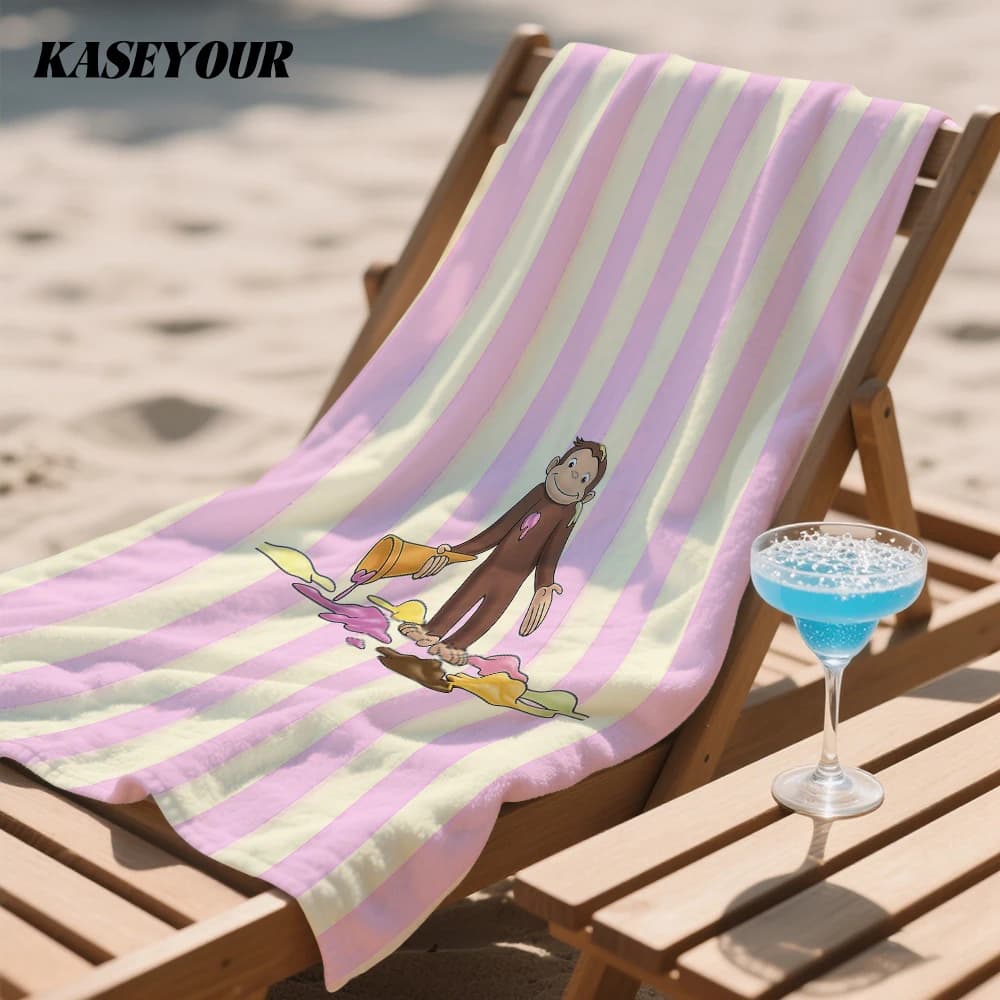 Sweet Treat George Oversized Microfiber Beach Towel Sand Proof Quick Dry, Absorbent for Swimming Pool Travel Camping