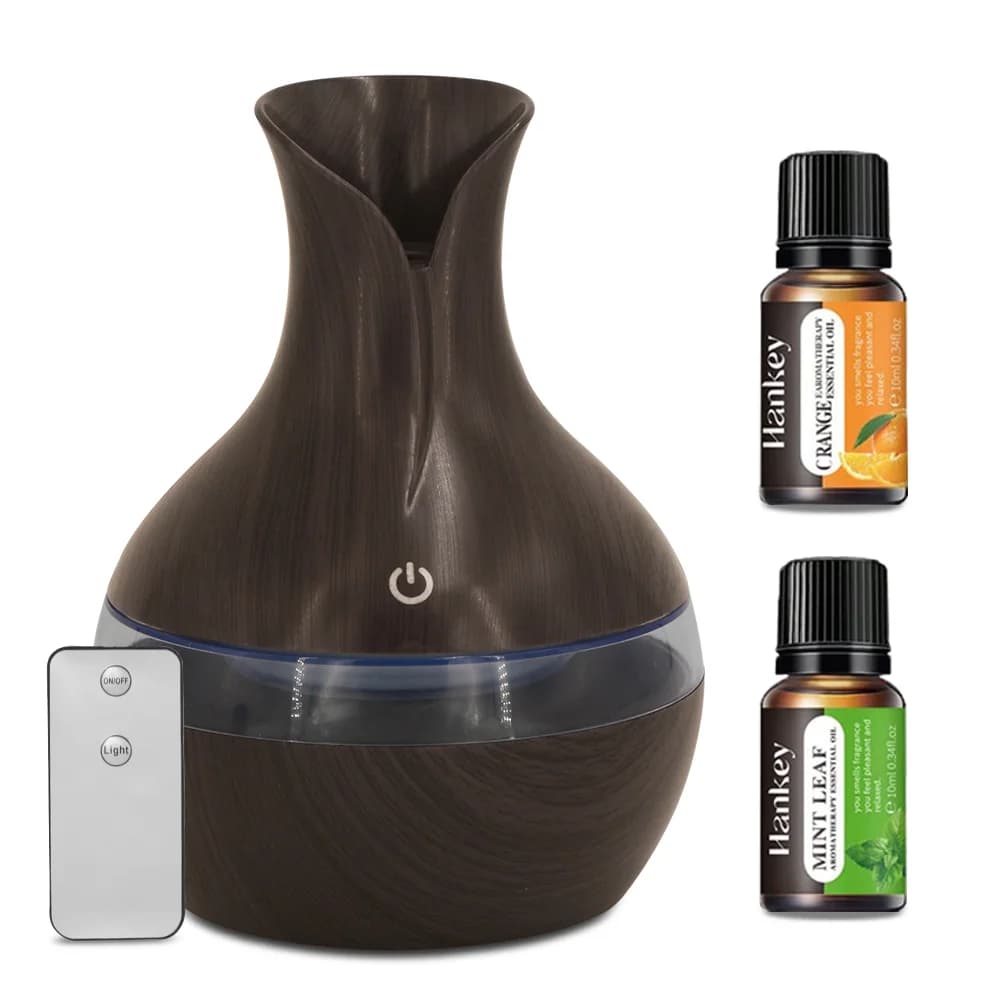 Umidificatore USB da 300 ml, diffusore di oli essenziali con telecomando, spegnimento automatico, nebulizzazione silenziosa e luce notturna a 7 colori per la casa