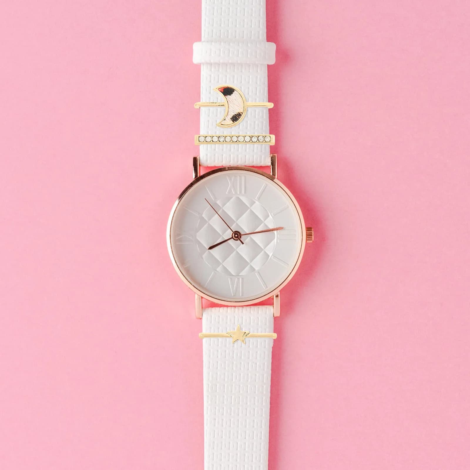 4 pezzi di ciondoli in lega per cinturini di orologi, anelli decorativi brillanti, facili da installare, resistenti allo sbiadimento, eleganti e personalizzati