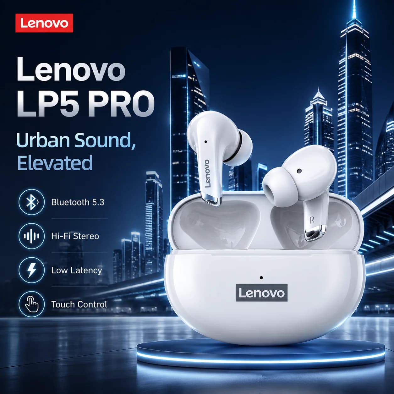 NEW Lenovo LP5 PRO Wireless Bluetooth5.4 Earphones TWS HiFi Sound Gaming Earbuds LP5Pro Sport Headset Long Standby Touch Control