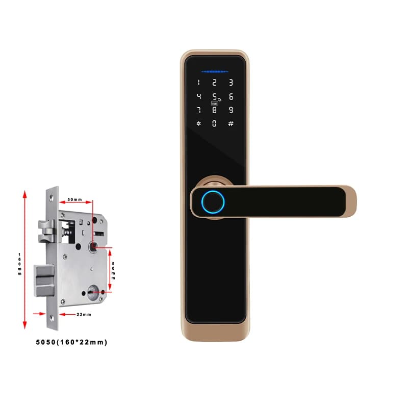 Serratura digitale per porta di casa intelligente Tuya WiFi Bluetooth TTLock BLE Codice di accesso per porta della stanza Blocco con impronta digitale