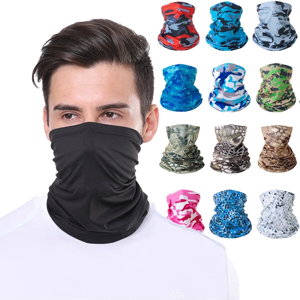 Bavaglino di protezione solare in seta di ghiaccio per esterni Copricollo per moto primaverile ed estivo Sport Bandana magica Maschera da equitazione Integrale