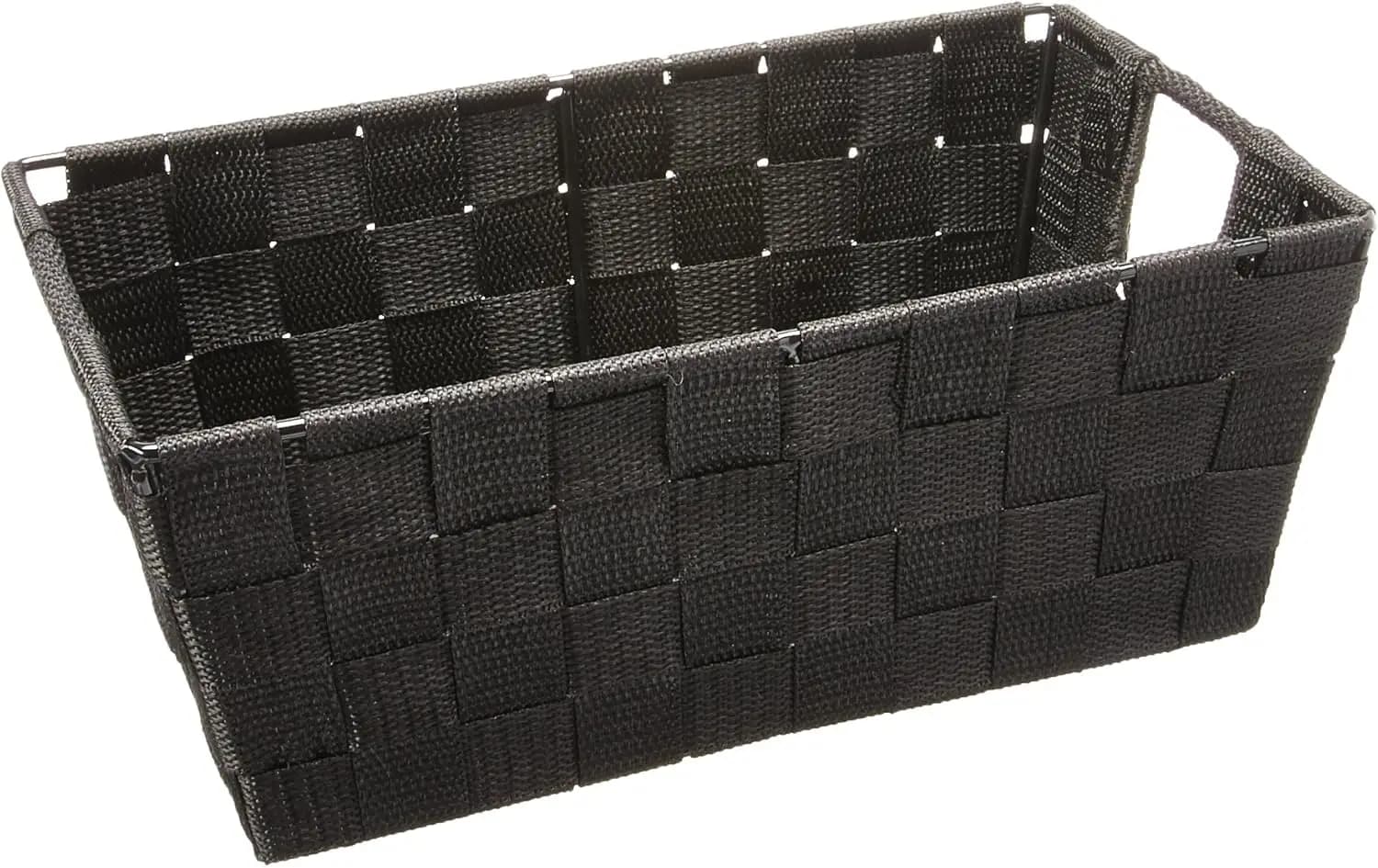 Cestino portaoggetti piccolo in vimini per scaffali - Contenitore decorativo per bagno con manici per l'organizzazione di armadi e scaffali domestici