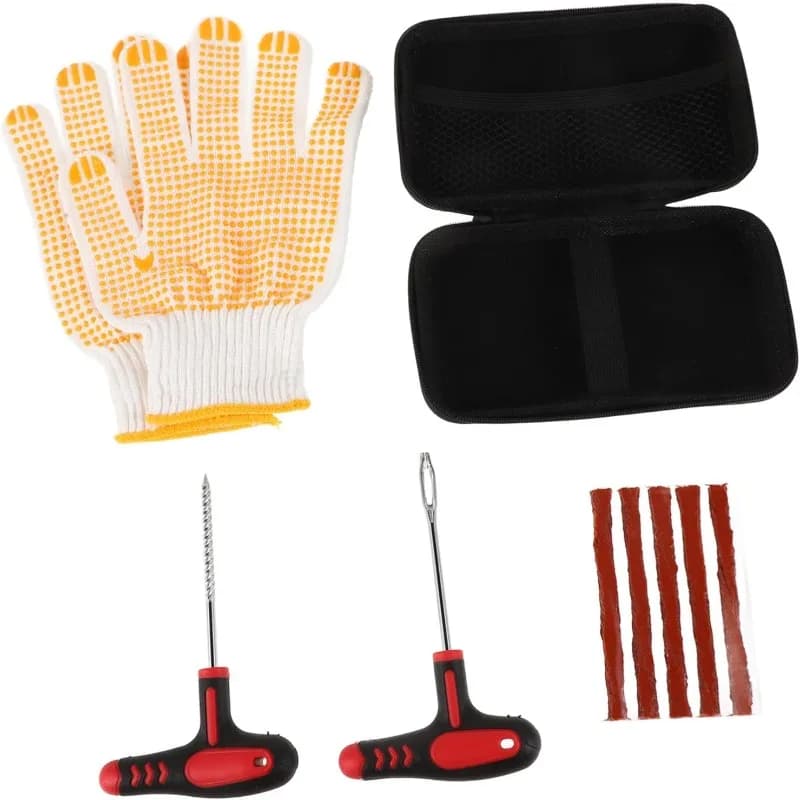 Kit di strumenti per toppe per riparazione pneumatici durevole per fissare lo strumento di riparazione per punture per carichi pesanti per auto, ATV e motocicli, 1 set di kit di tappi per pneumatici