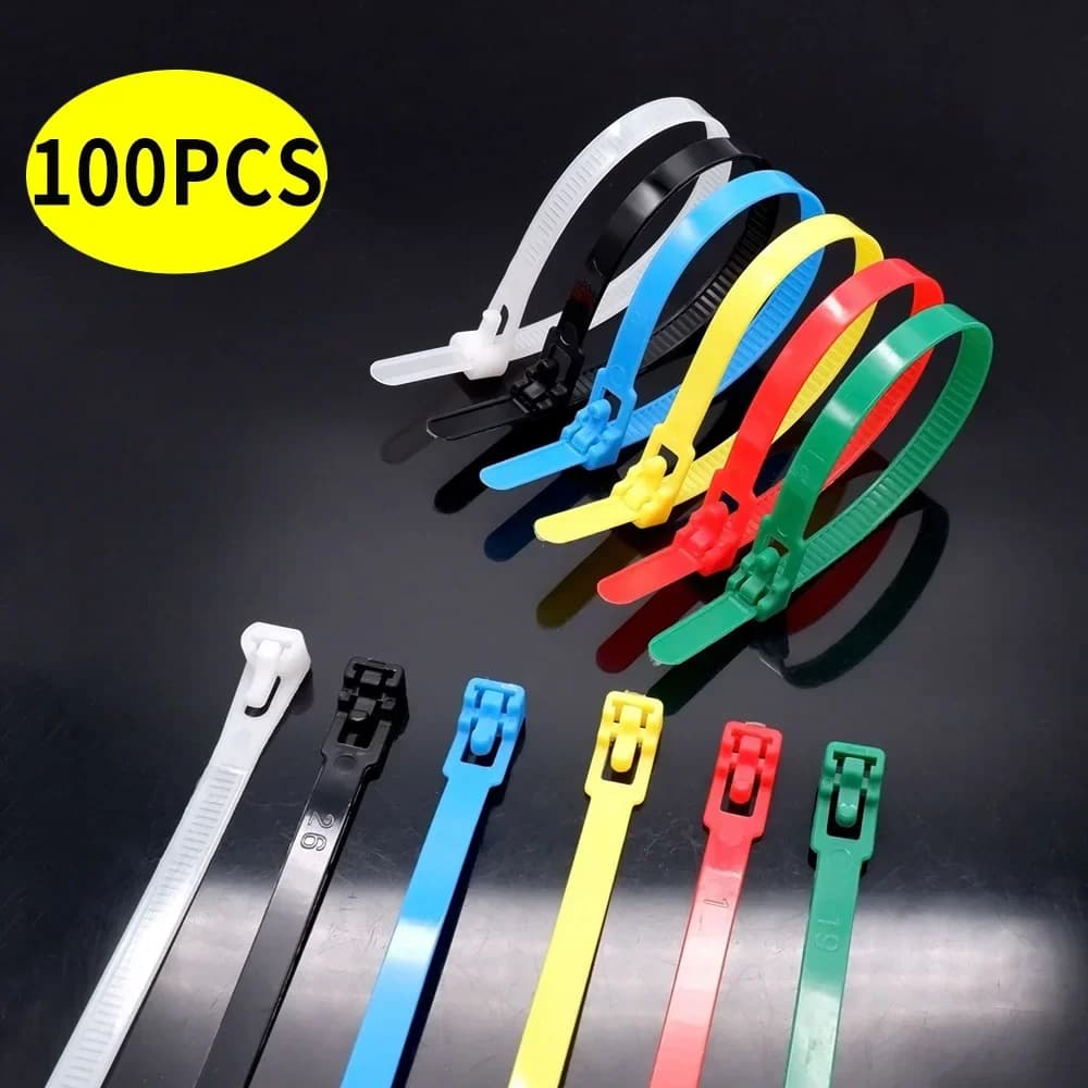 100 Pezzi Fascette per Cavi in Plastica Riutilizzabili, Organizzatori per Cavi in Nylon Autobloccanti e Staccabili, Cinghie per Giardino