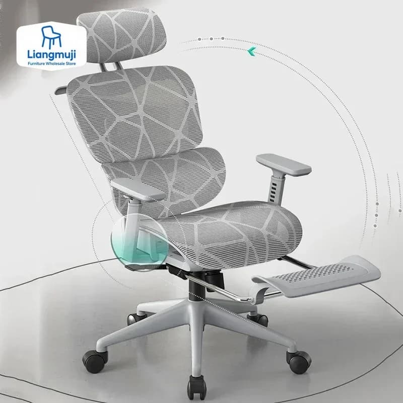 Sedie con Supporto Lombare Ergonomiche con Ruote e Pedale, Sedie da Gaming Regolabili, Sedie da Ufficio Rilassanti con Massaggio, Arredamento per Ufficio