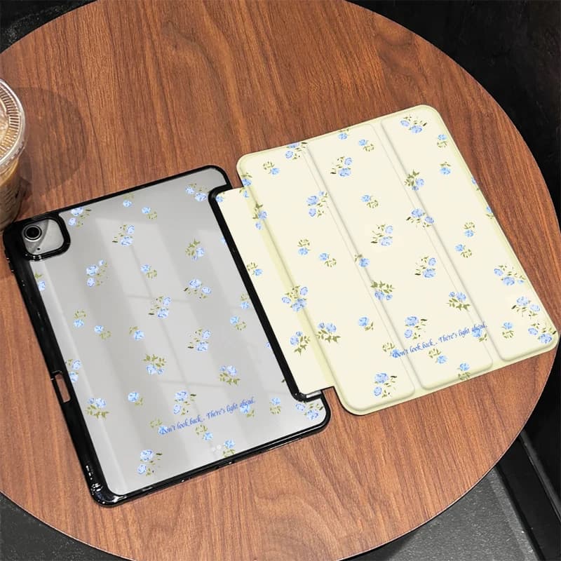 Custodia portapenne Funda per iPad Air 6 Custodia IPad 10a generazione Air 5a 4a 10.9 Pro 11 2020 IPad 10.2 7a 9a 8a Cover floreale blu