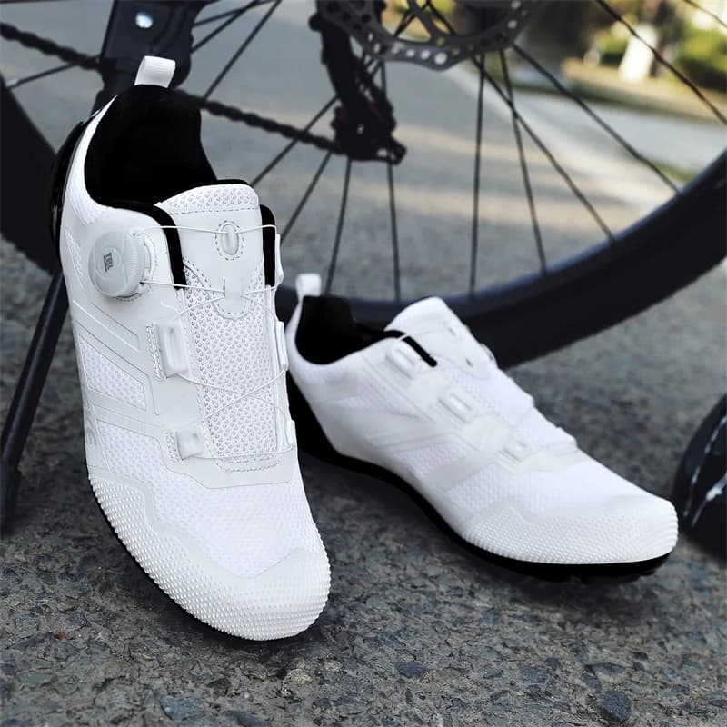 Scarpe da ciclismo su strada da uomo, traspiranti, estive, con chiusura automatica, antiscivolo, per mountain bike, da corsa SPD, leggere.