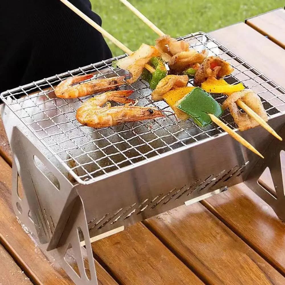 Portable Barbecue Grill Charcoal Stove BBQ Stove Non-stick Barbecue Rack Folding For Outdoor Camping Hiking For Patio Backyard