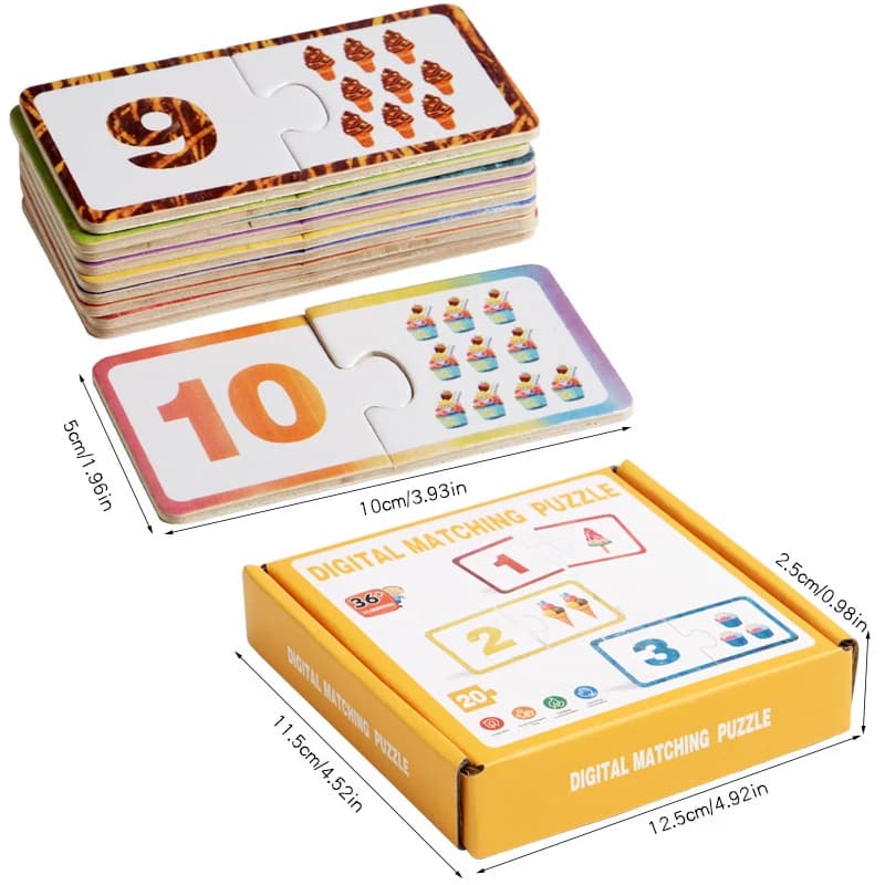 Gioco Puzzle in Legno con Numeri Montessori Educazione Precoce Blocchi Spessi con Motivi Digitali per Bambini Regalo Festivo