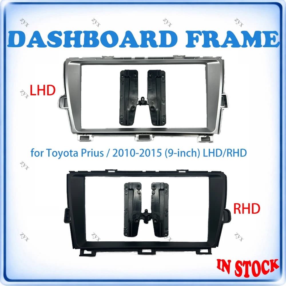 Car Radio Fascia Frame For Toyota Prius 2010-2015 9 inch LHD/RHD Stereo Panel Wiring Harness Power Cable