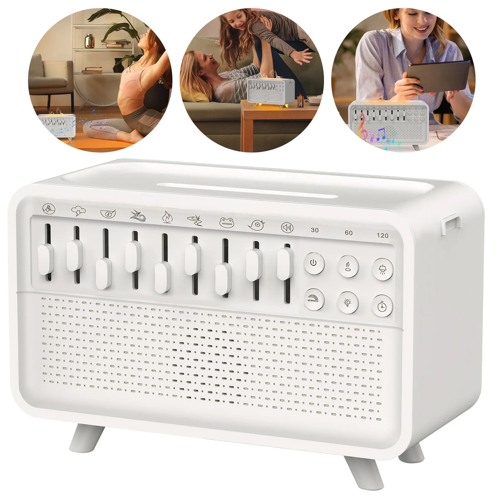 LED White Noise Speaker with 8 Nature Sounds Sleep Sound Machine Rechargeable Aroma Diffuser Night Light for Home Creative Gift