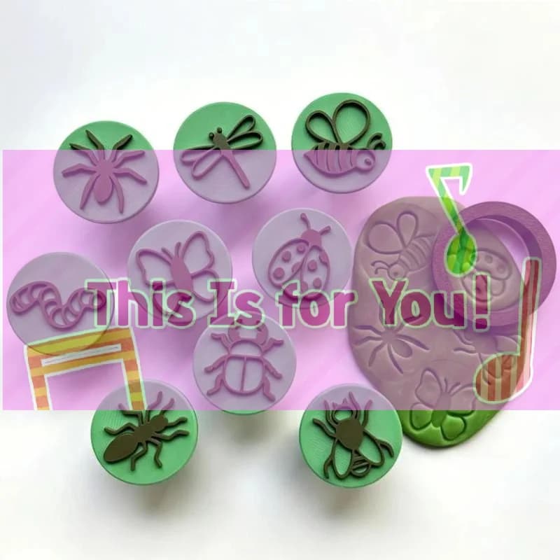 【HMA】10pcs Clay Stamps And Cutter Set, Butterfly, Bee Design Suitable For Pottery, Scrapbooking, Card Making DIY