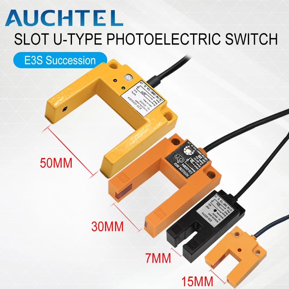 Sensore fotoelettrico a infrarossi con scanalatura a U E3S-GS30/E3S-GS15/E3S-GS7 Interruttori di prossimità CC 12-24 V Rilevamento NPN PNP a tre fili