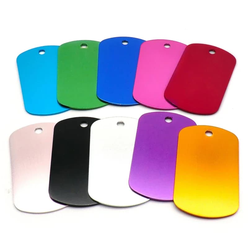 20 pcs rectangular aluminum vacuum dog plate laser engraved plate jewelry keychain necklace collar for cats accessories