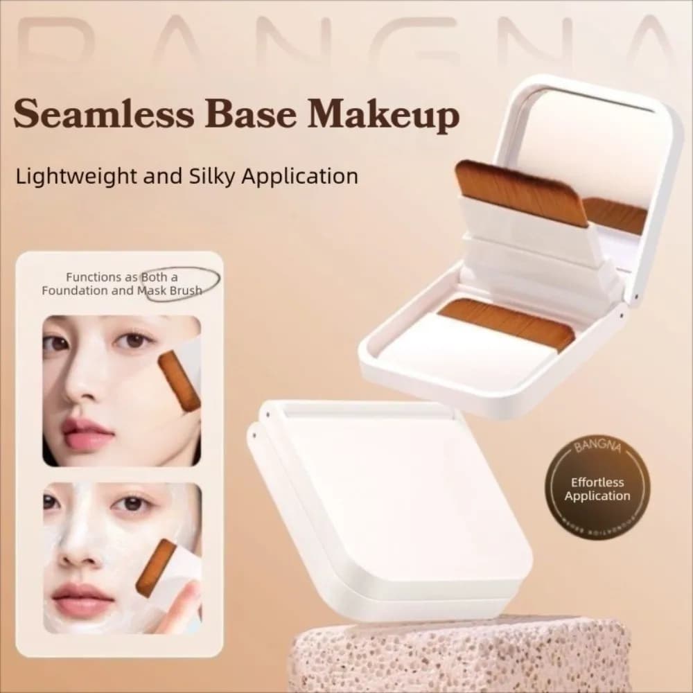 Ultra-thin Compact Foundation Brush No Trace With Mirror Flat-head Makeup Brush Foldable Beauty Tools Traceless Soft Brush