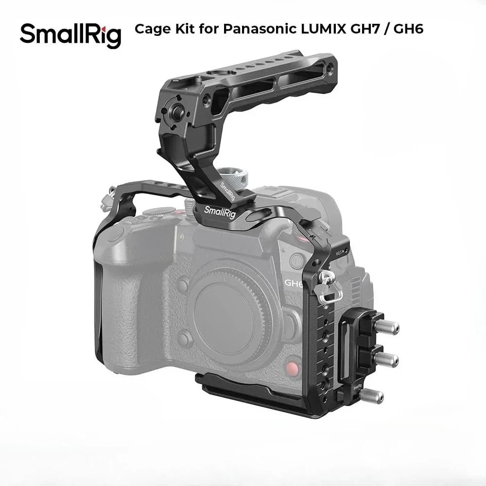SmallRig 4825 HawkLock Quick Release cage kit for Panasonic LUMIX GH7/GH6 with upper handle kit USB-C cable clamp
