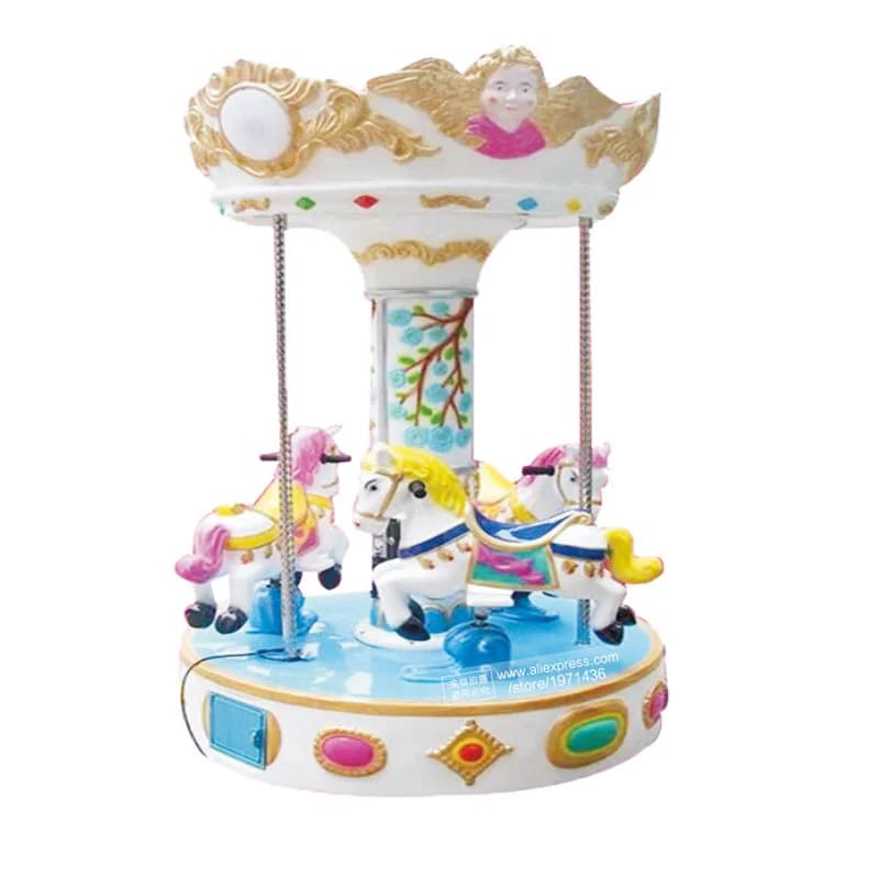 I bambini giocano a mini carosello elettrico a gettoni per cavalli, per bambini, parco giochi per interni ed esterni, macchina da gioco per arcade Merry Go Round