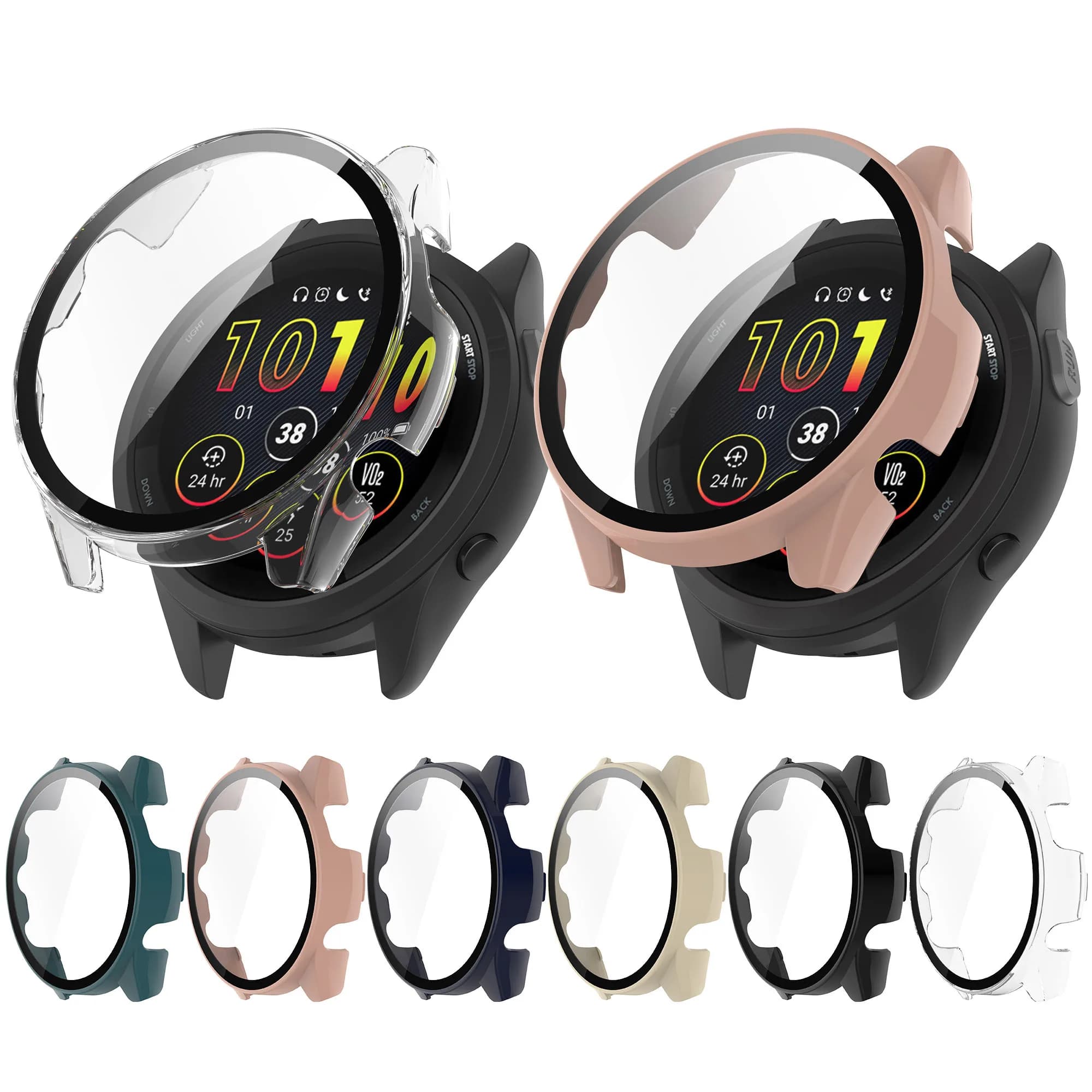 Custodia protettiva in vetro per schermo con guscio rigido per Garmin Forerunner 165/965/265/265S/955 Solar/255/255S Cover per orologio musicale