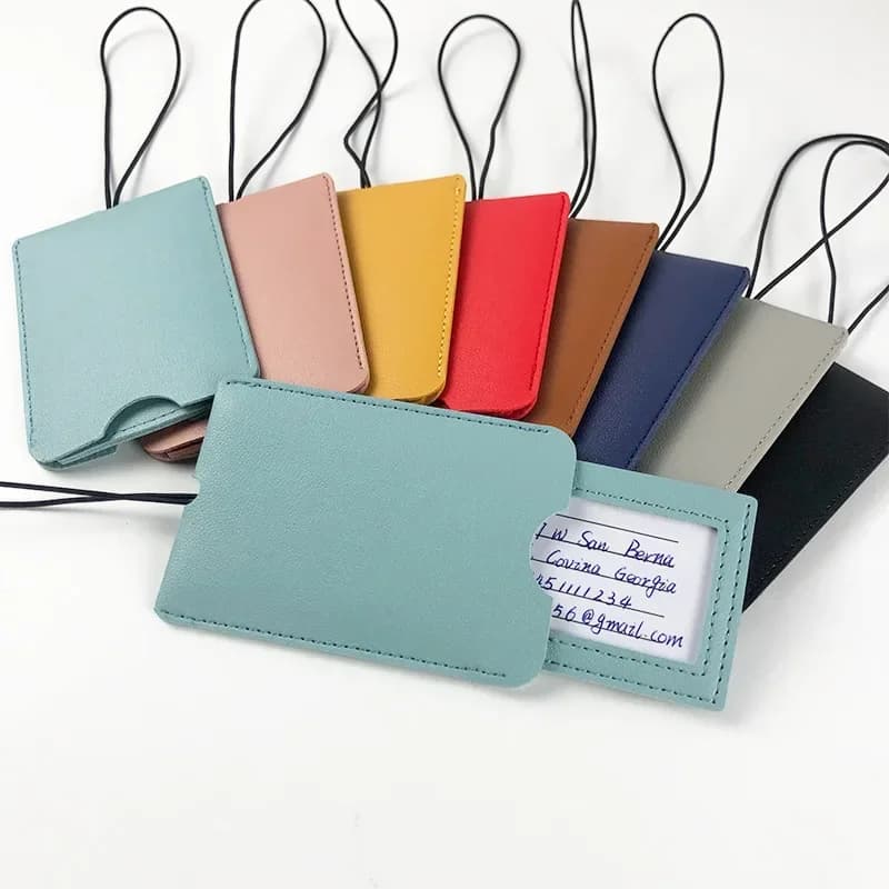 Moda donna Multicolor valigia etichette per bagagli Pull ID porta indirizzo etichetta per bagagli identificatore in pelle Pu accessori da viaggio