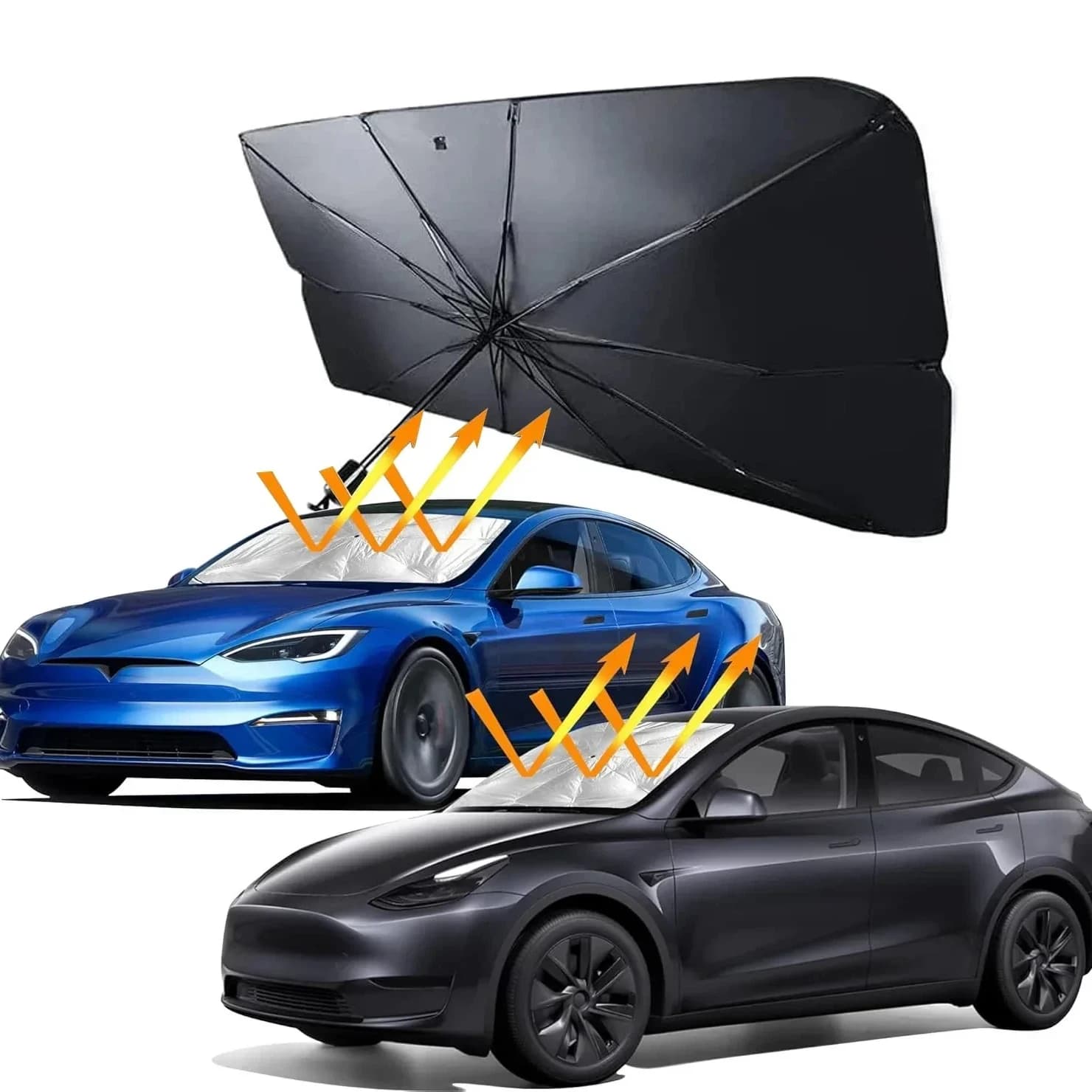 Parasole per Auto, Ombrello Pieghevole per Parabrezza, Copertura Anteriore con Anello di Trazione, Protezione Solare per Parabrezza