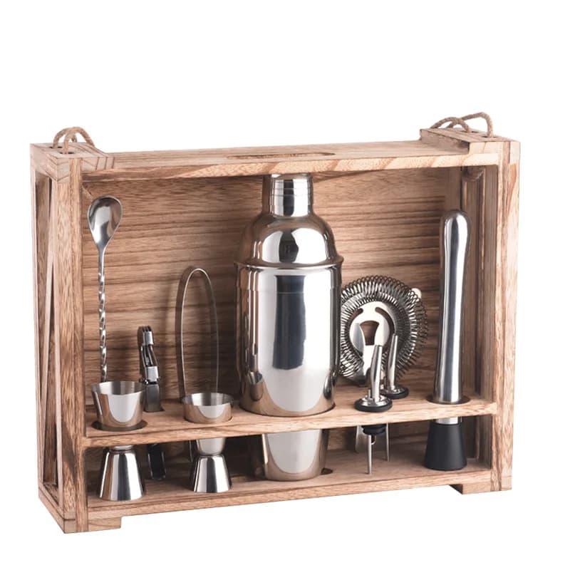 Set shaker per cocktail in acciaio inossidabile addensato, set da cocktail durevole, set regalo per bicchieri facile da pulire con portaoggetti