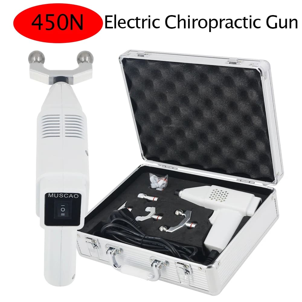 Electric Tools for Chiropractics with 3 Levels and 4 Heads, Body Relaxing Massage Gun, Pain Breeding and Spinal Correction