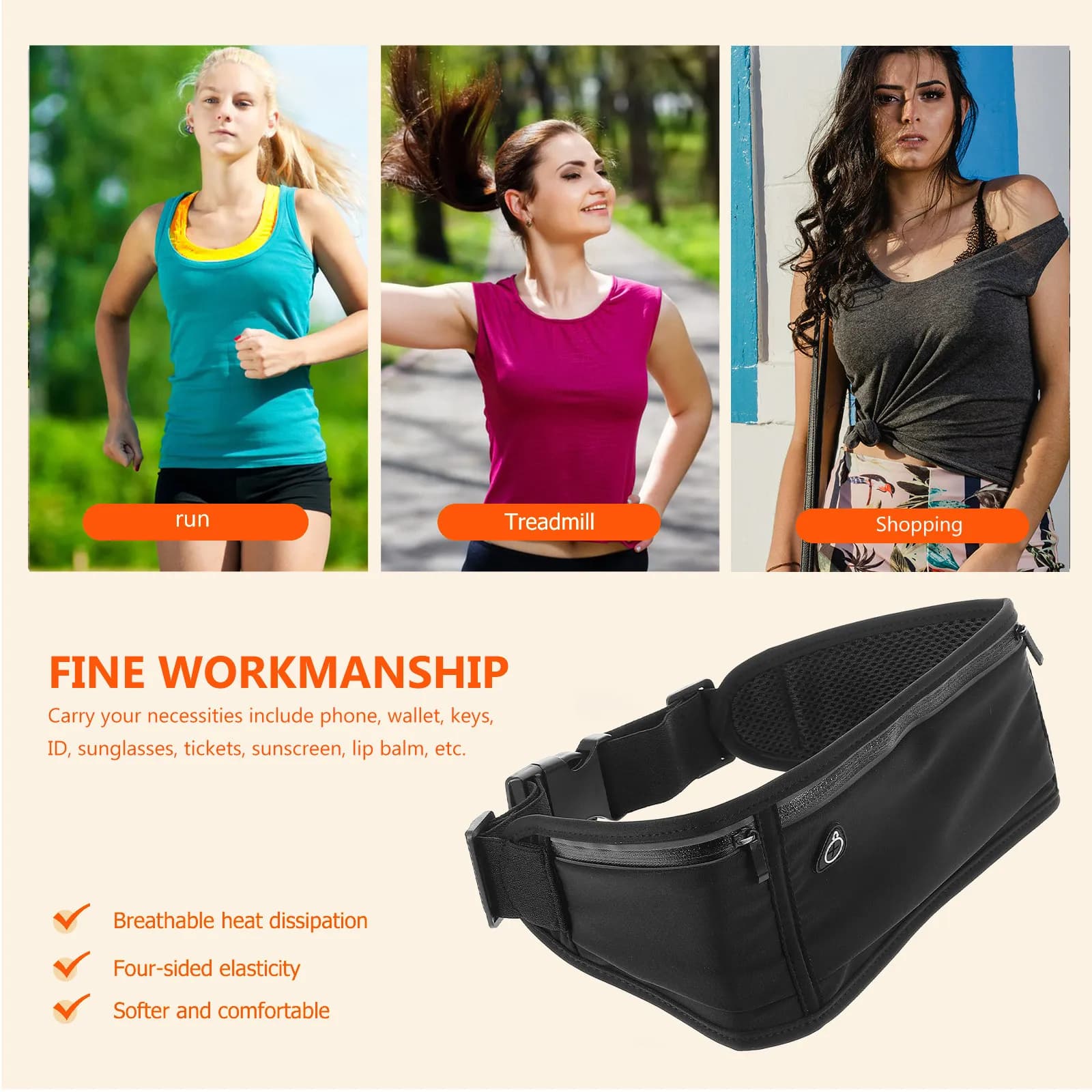 Running Waist Bag for Women Water-Resistant Multi-Pocket Fanny Pack Adjustable Belt Sport Travel Outdoor Gym Hiking Running
