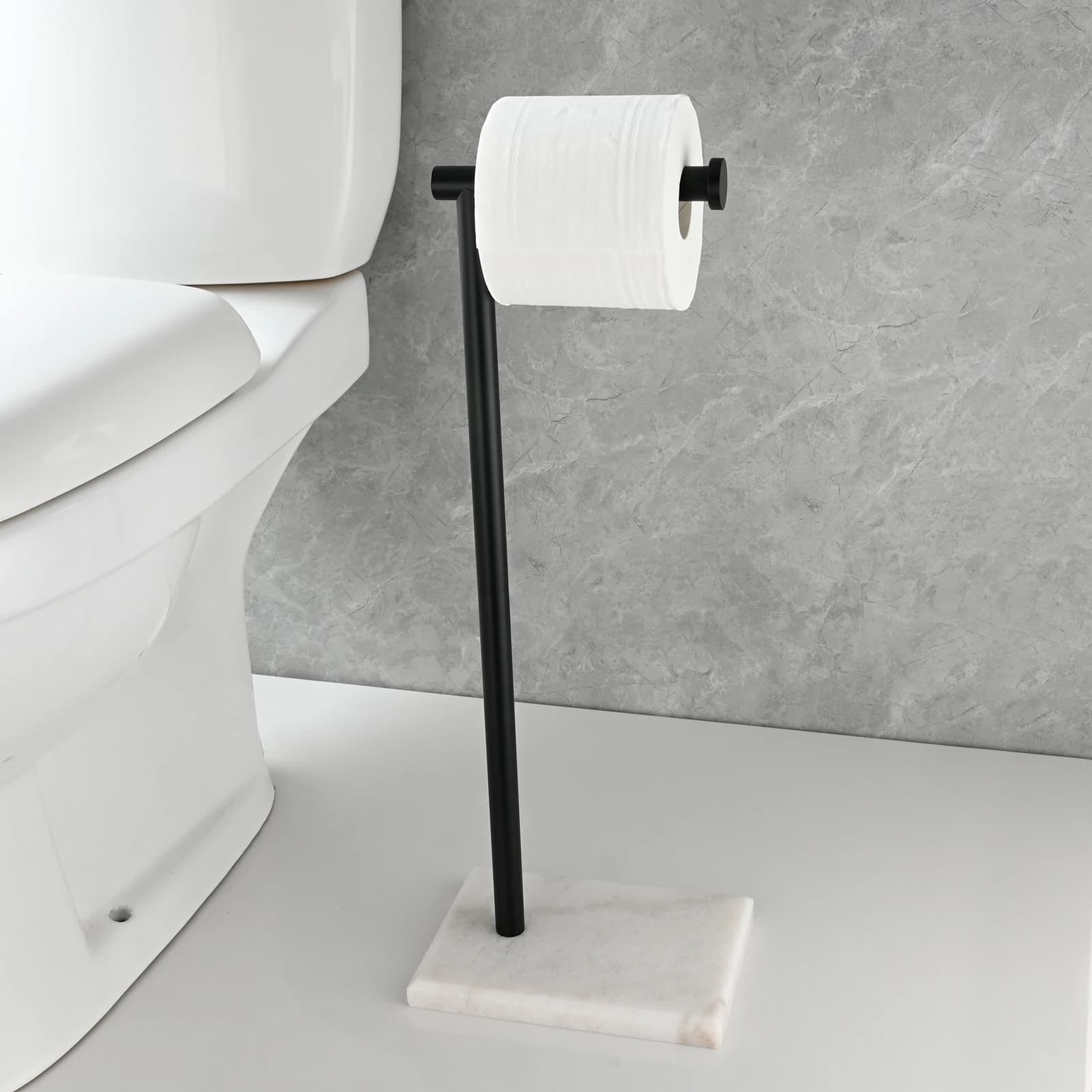 Portarotolo per carta igienica in acciaio inossidabile Ciencia Portarotolo moderno con base in marmo per cucina e bagno