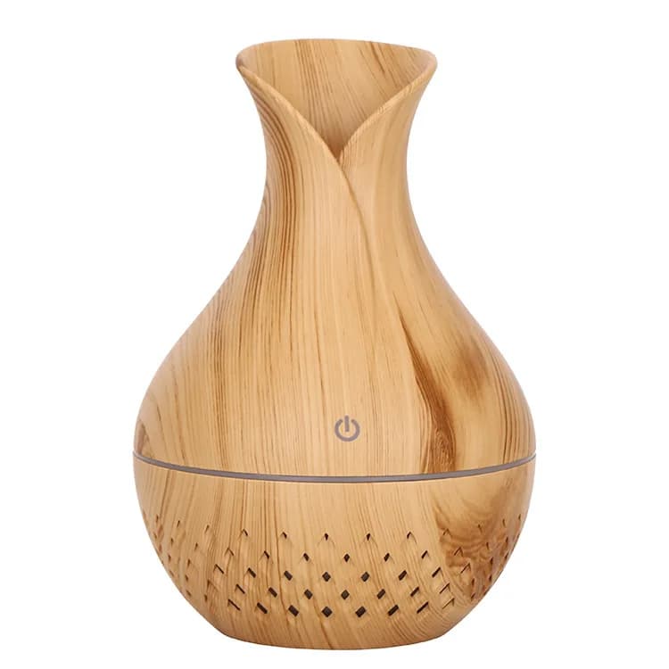 Humidifier Wood Grain Aromatherapy Diffuser, Hollow Creative Essential Oil Purifying Desktop Car Color Light Perfume Wood Grain
