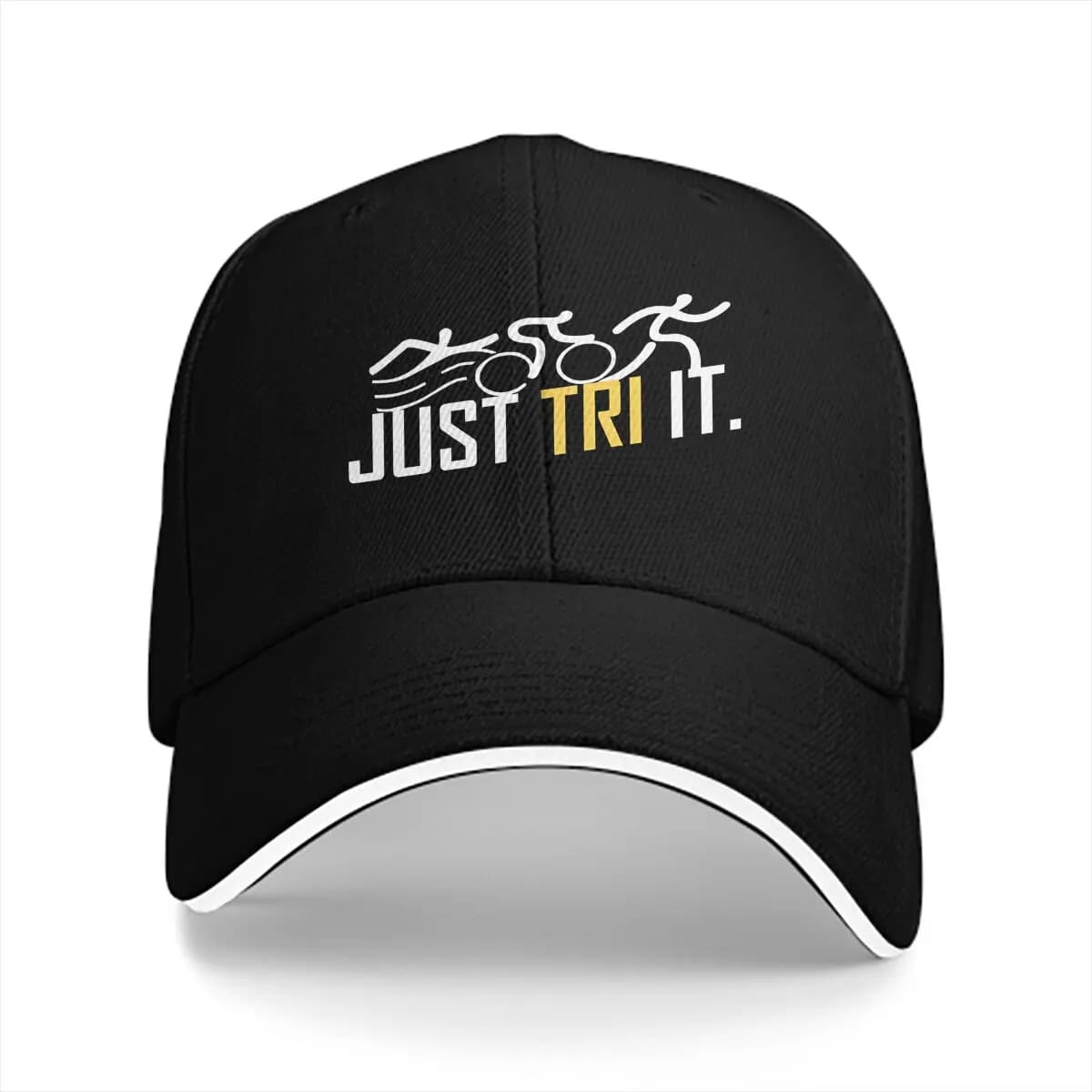 Men's multicolored hat with visor Just Tri It Swim Bike Run Triatleta Custom visor protection hats