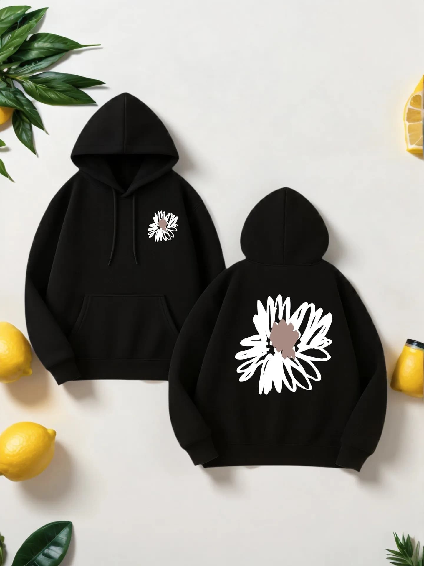 Felpa con cappuccio grafica da uomo, Daisy - Stampa, stile casual, foderata in pile, da indossare tutti i giorni, per giovani uomini