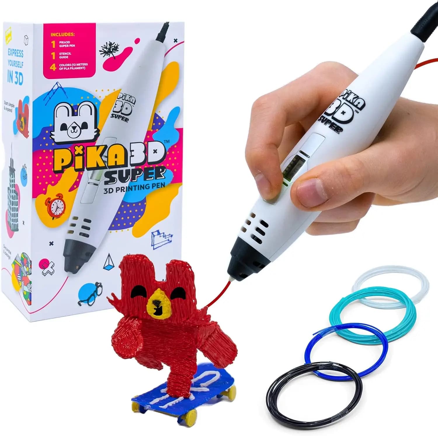 Penna per Stampa 3D Super con Filamento PLA, Guida Stencil e Manuale per Progetti Creativi