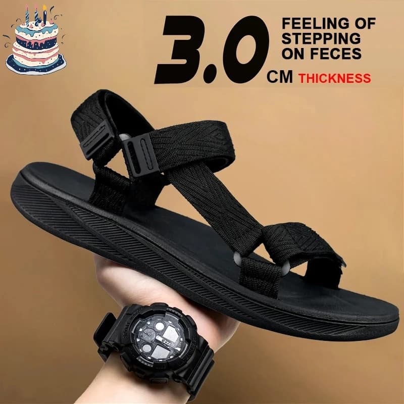 Men's Summer Sandals for Outdoors, Waterproof, with Yoga Support, Open Beach slippers, Anti-slip, Resistant, Flats, Sizes 40-45
