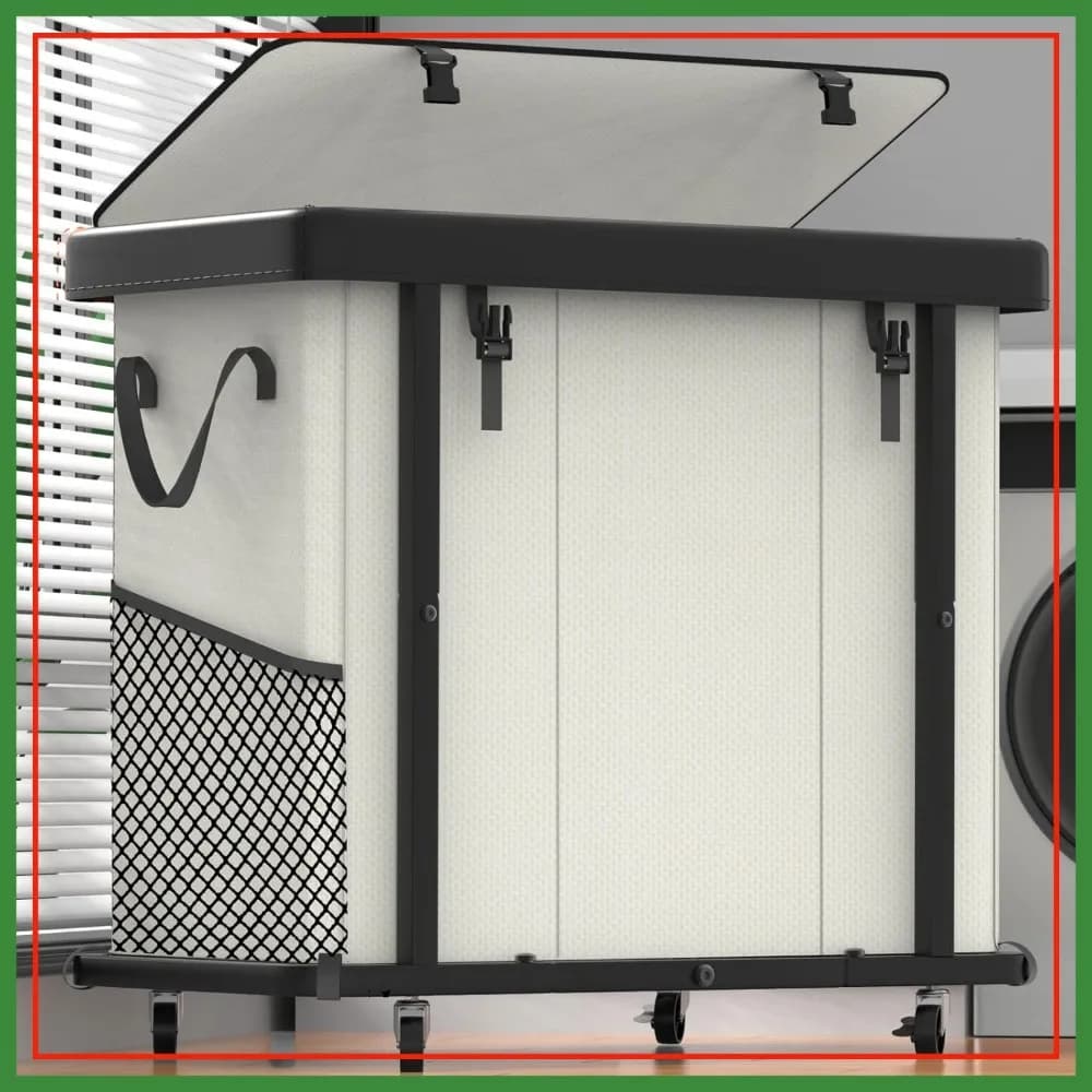 Cesto Portabiancheria Grande da 230L con Ruote, Scomparto a 3 Sezioni in Pelle Patchwork, Struttura in Metallo Robusto, Sacco Rimovibile Lavabile, Cesto Alto per Vestiti da Camera - Beige