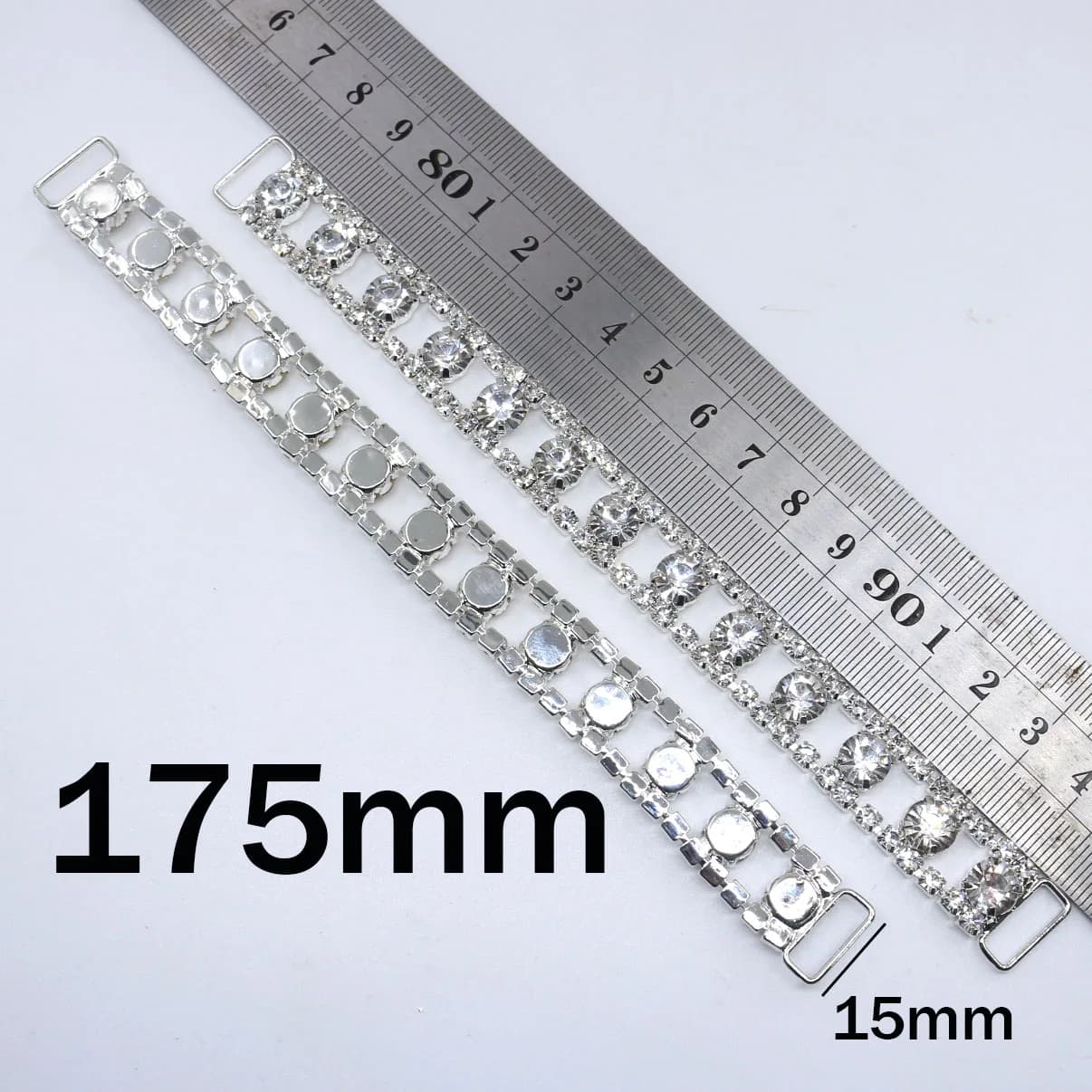 Connettori bikini con strass con perline Catena in metallo con fibbia per costumi da bagno, 3 file lunghe, 175 mm, decorazione bikini