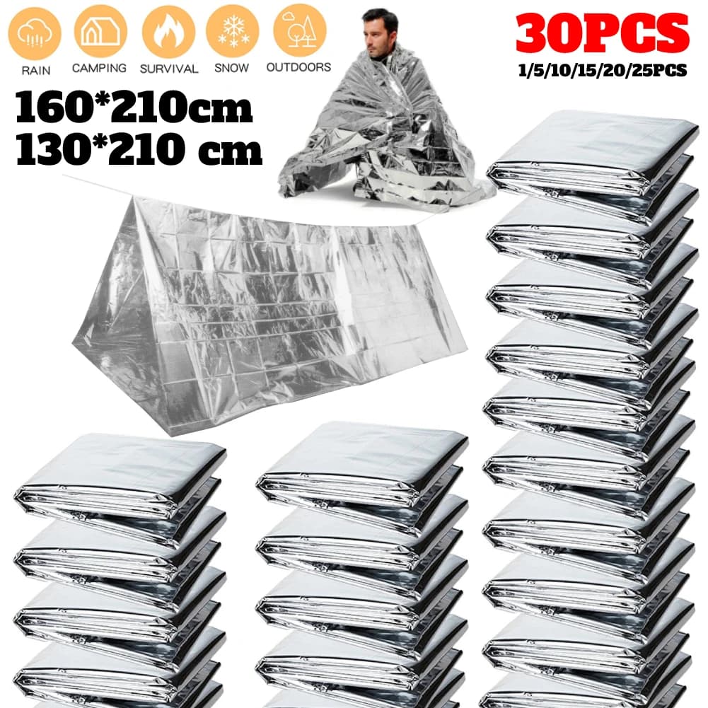 30/1 pz coperta di salvataggio di emergenza all'aperto sopravvivere coperta di sopravvivenza di pronto soccorso Kit di salvataggio militare coperta termica in lamina di salvataggio