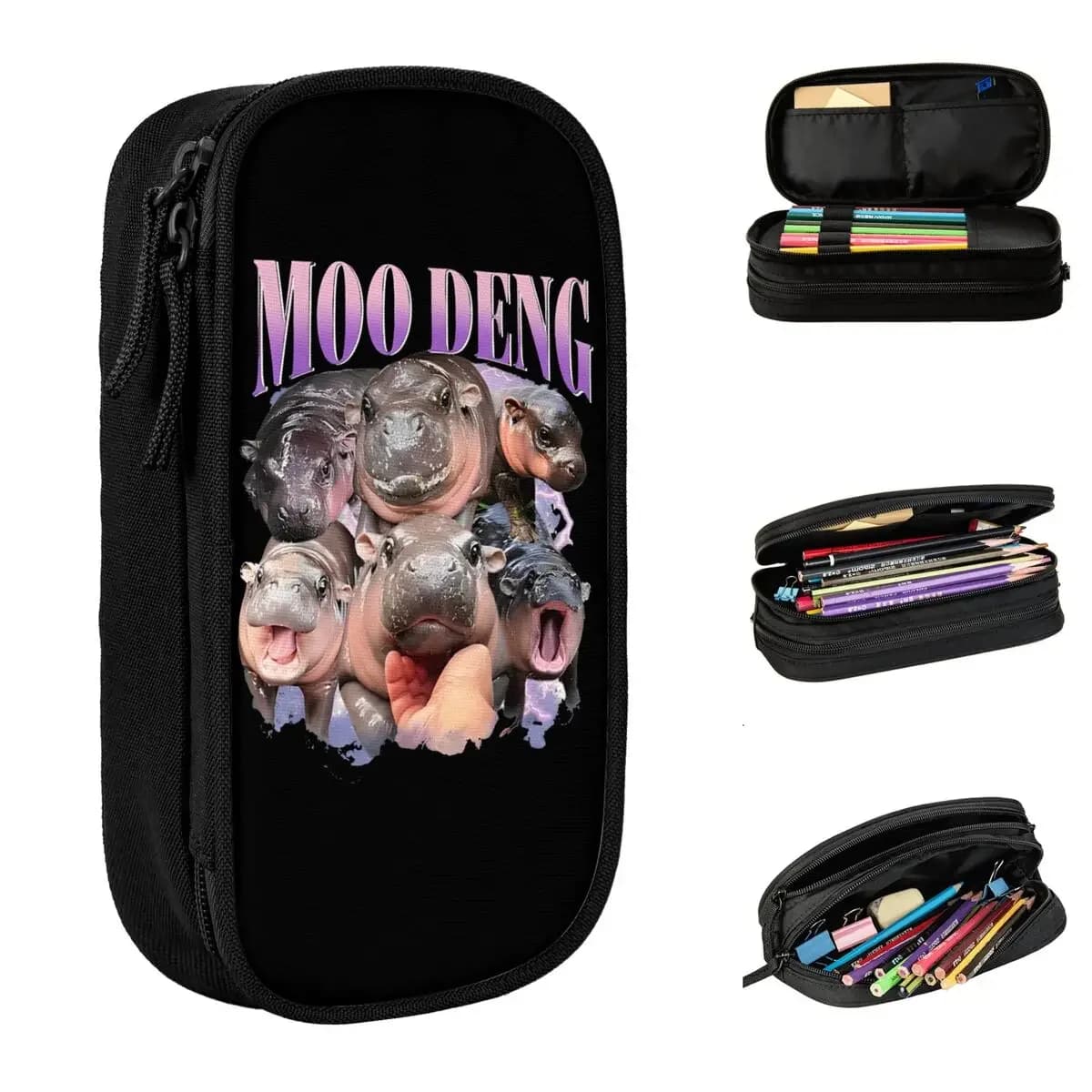Creativo Moo Deng Bouncy Pig Thailandia Astuccio per bambini Astucci per matite Penna per bambini Borsa di grande capacità Materiale scolastico Cancelleria cosmetica