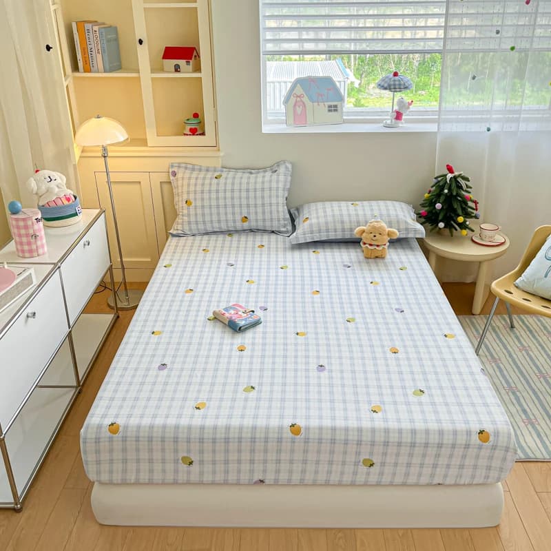 Lenzuolo con angoli in cotone 100% con fasce elastiche Coprimaterasso regolabile antiscivolo Fiori di piante stampati per letto matrimoniale King Queen