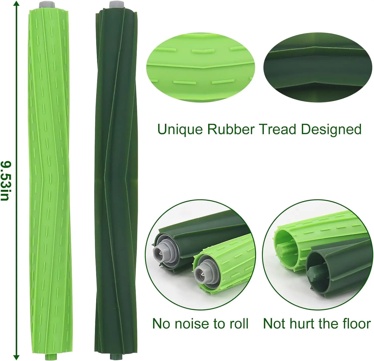 Spare rubber brushes for vacuum cleaner iRobot Roomba S9 S9+ S9 Plus, anti-crowding roller brushes for different surfaces
