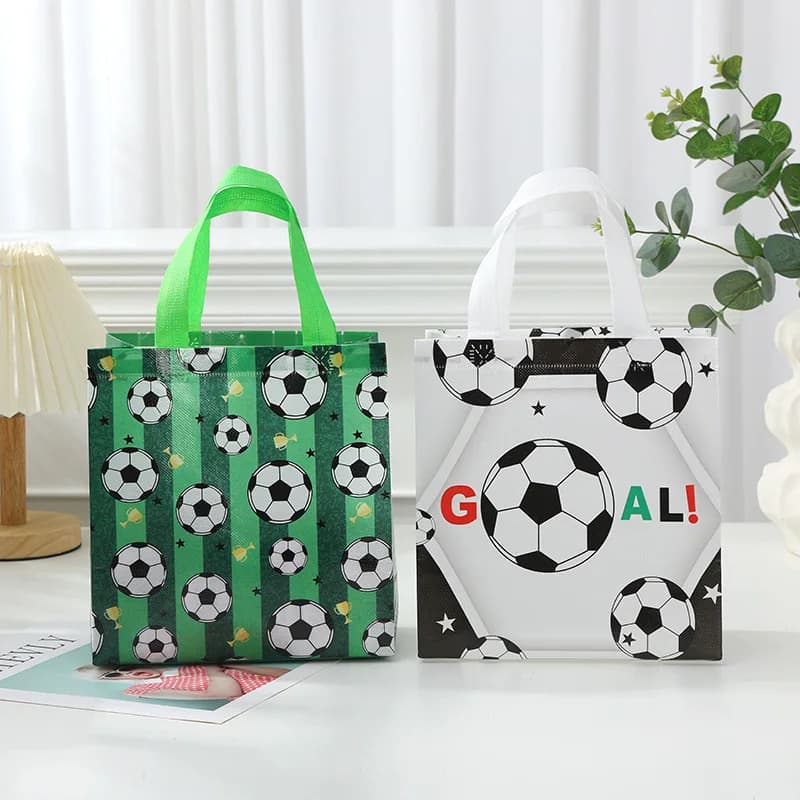 10 pezzi borsa da imballaggio regalo a tema calcio sportivo borsa da calcio in tessuto non tessuto per bambini ragazzo compleanno baby shower decorazioni per feste